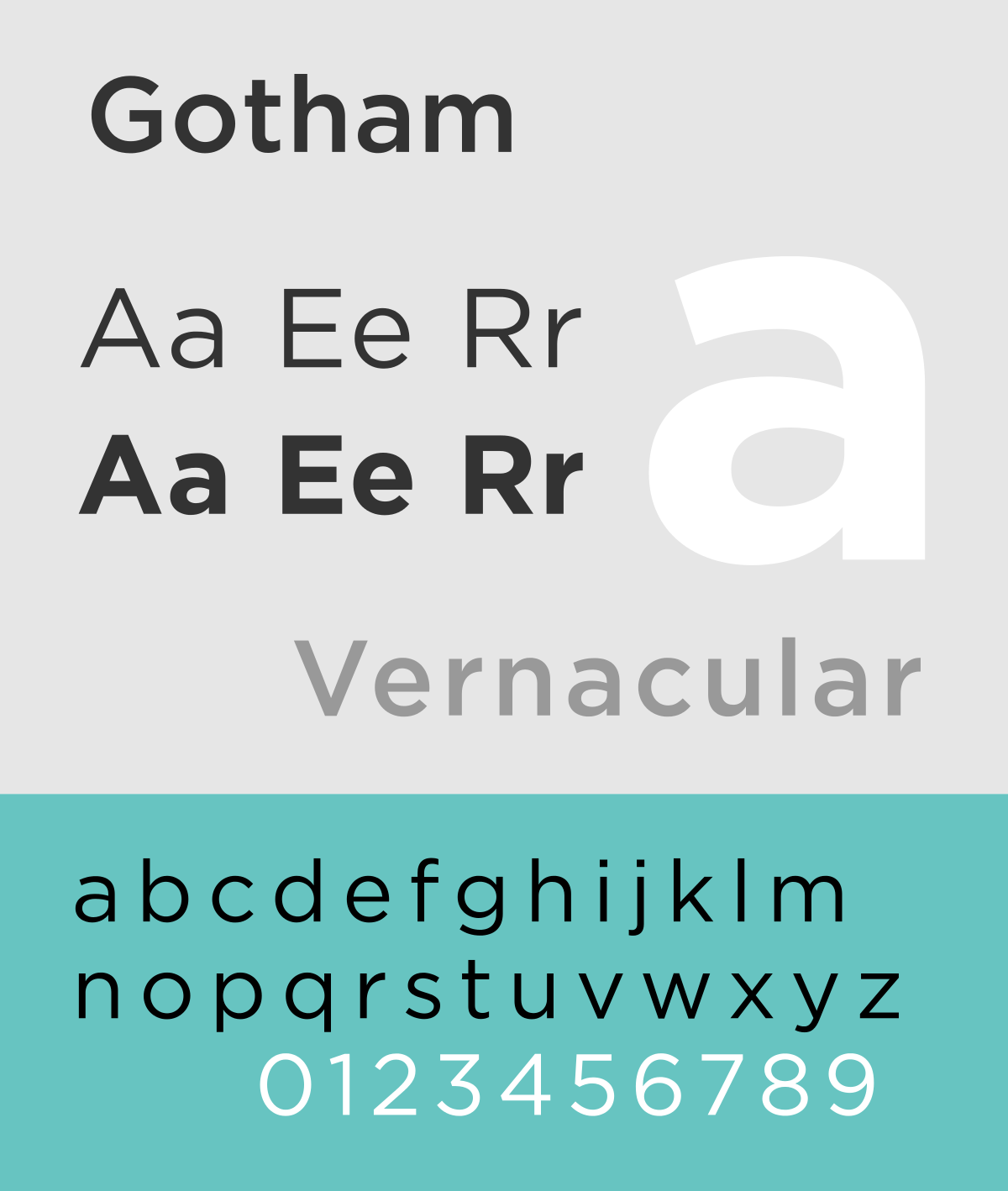 "Gotham" type specimen, referred to as "masculine, new and fresh" by its creator Frere-Jones.