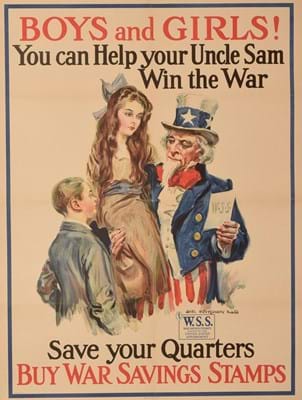 An "Uncle Sam" poster variant from a collection of American First World War posters kept by the Late David Schwarz.